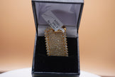14K Solid Yellow Gold Round Diamond Dog Tag Men's Charm Pendant