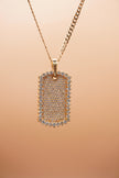 14K Solid Yellow Gold Round Diamond Dog Tag Men's Charm Pendant