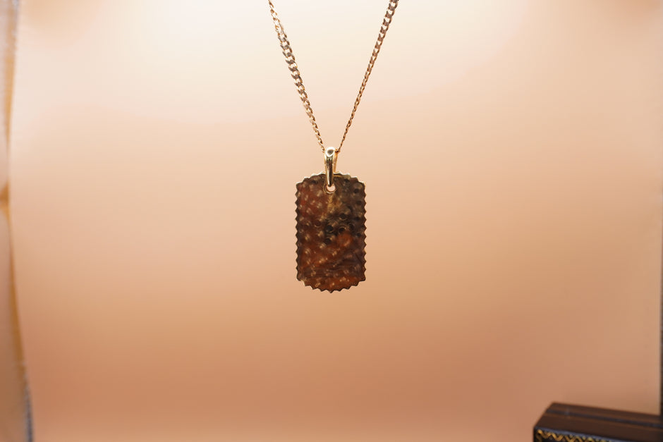 14K Solid Yellow Gold Round Diamond Dog Tag Men's Charm Pendant