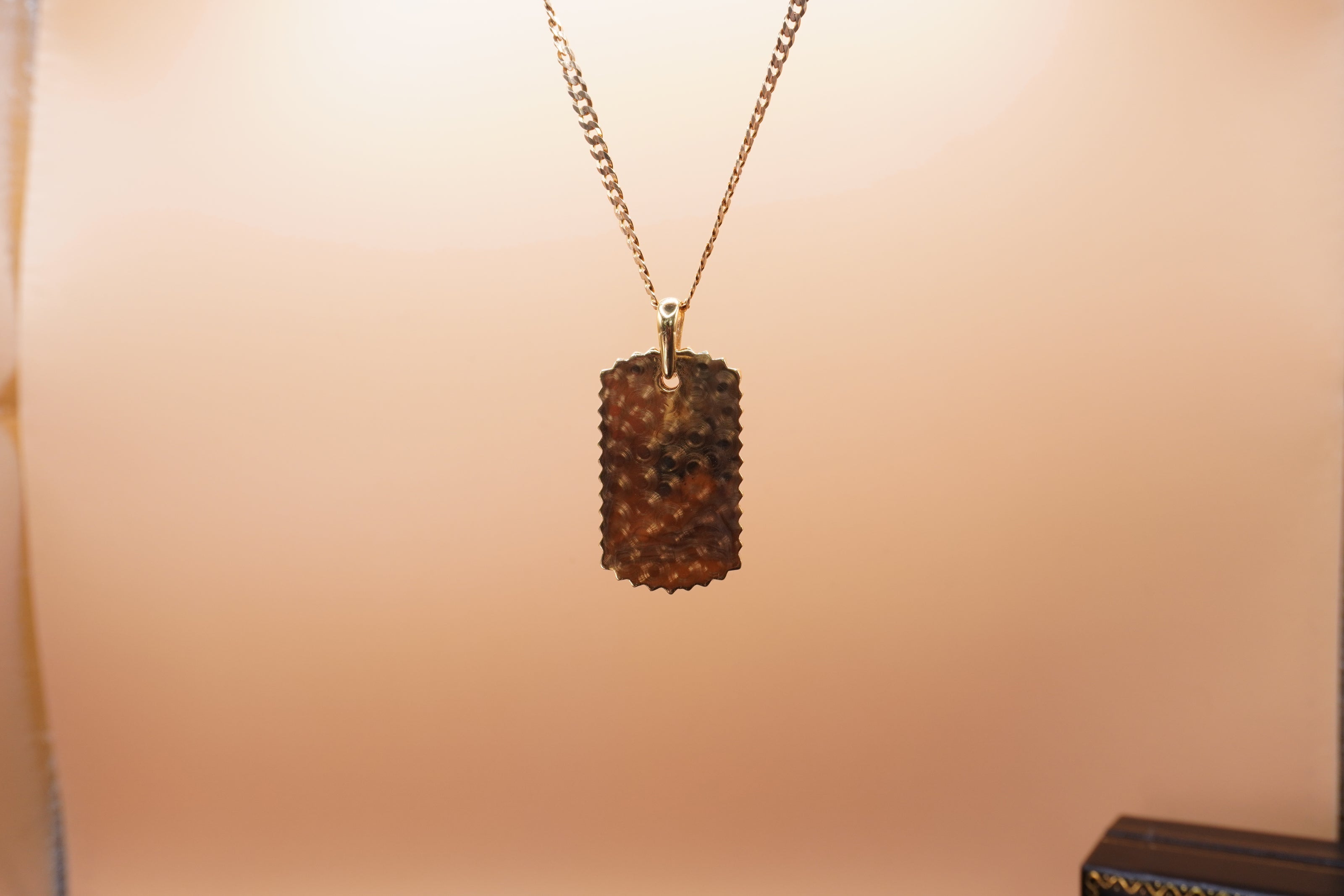 14K Solid Yellow Gold Round Diamond Dog Tag Men's Charm Pendant