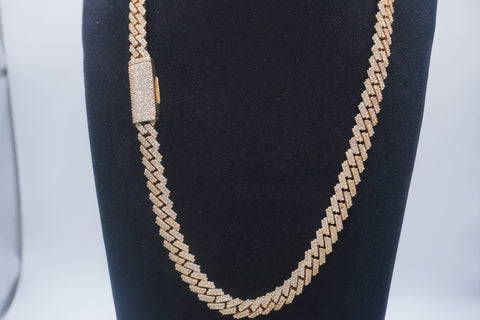 $18000 14K Yellow Gold Cuban chain with Lock 9.7ctw Genuine Natural Diamonds