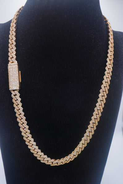 $18000 14K Yellow Gold Cuban chain with Lock 9.7ctw Genuine Natural Diamonds