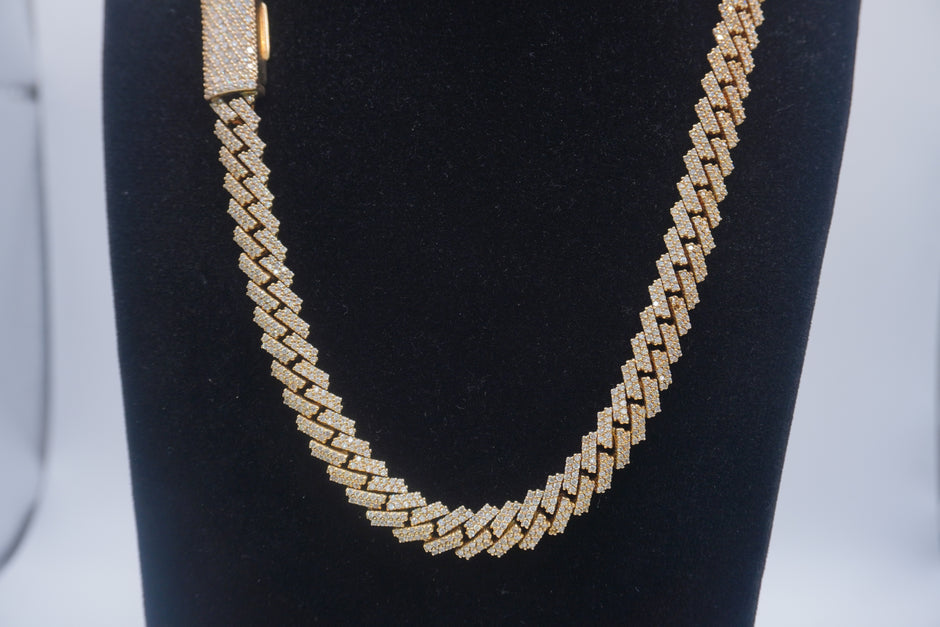 $18000 14K Yellow Gold Cuban chain with Lock 9.7ctw Genuine Natural Diamonds