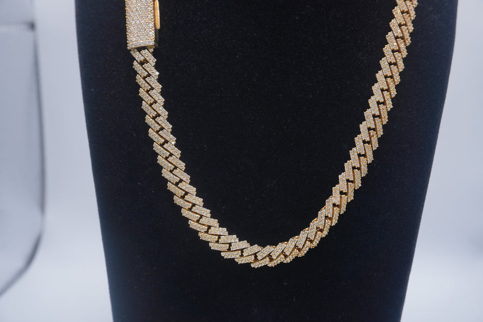 $18000 14K Yellow Gold Cuban chain with Lock 9.7ctw Genuine Natural Diamonds