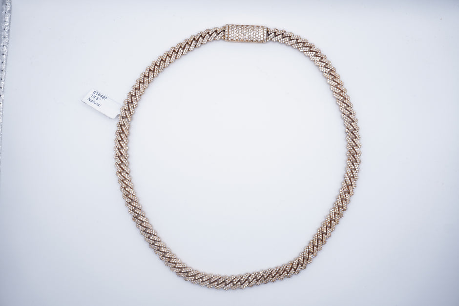 $18000 14K Yellow Gold Cuban chain with Lock 9.7ctw Genuine Natural Diamonds
