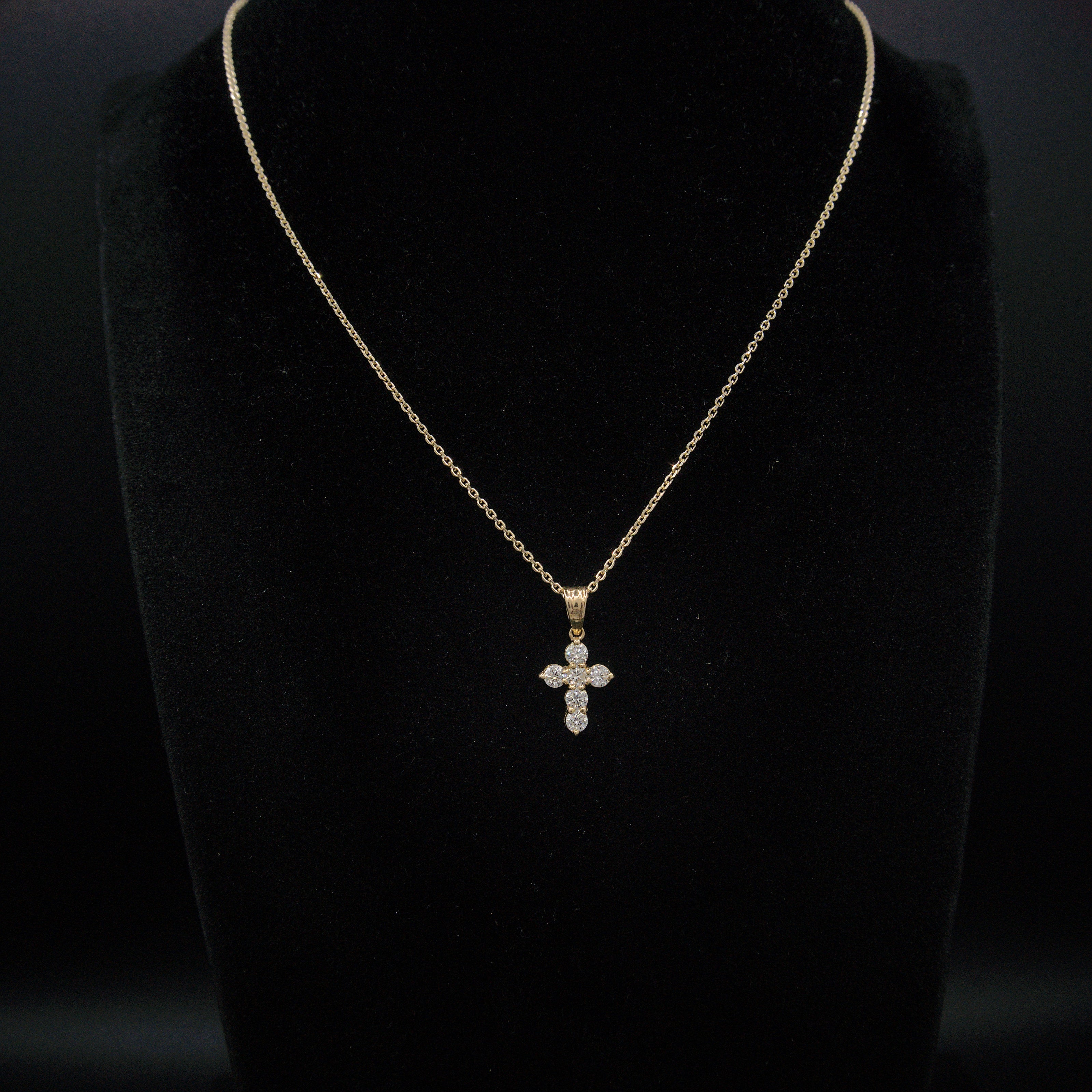 Beautiful 14k Solid Gold Real Natural Diamond Cross Pendant