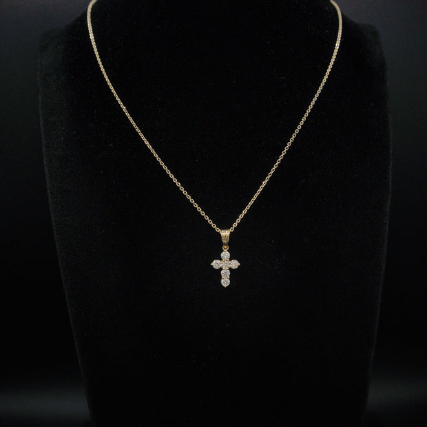 Beautiful 14k Solid Gold Real Natural Diamond Cross Pendant