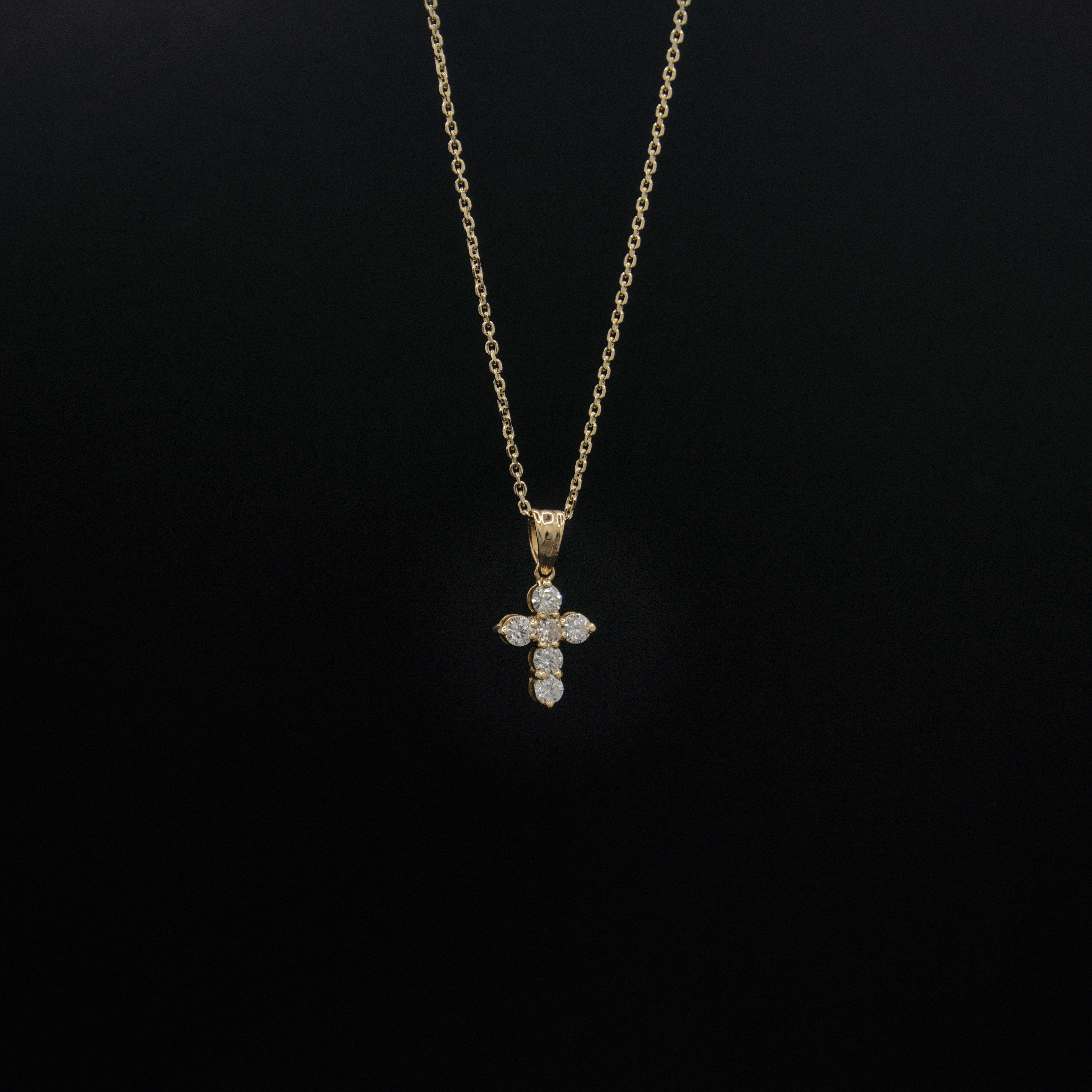 Beautiful 14k Solid Gold Real Natural Diamond Cross Pendant