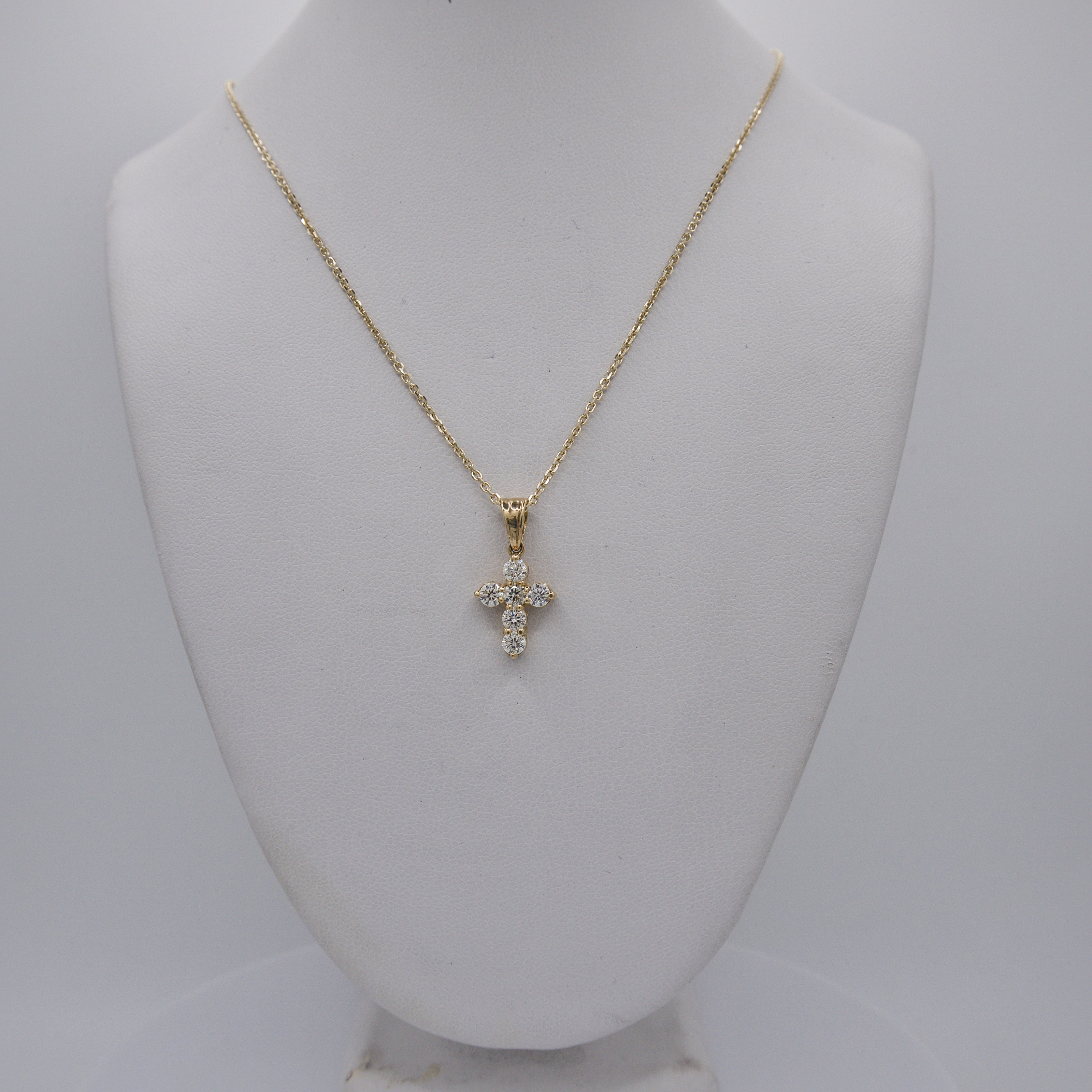 Beautiful 14k Solid Gold Real Natural Diamond Cross Pendant