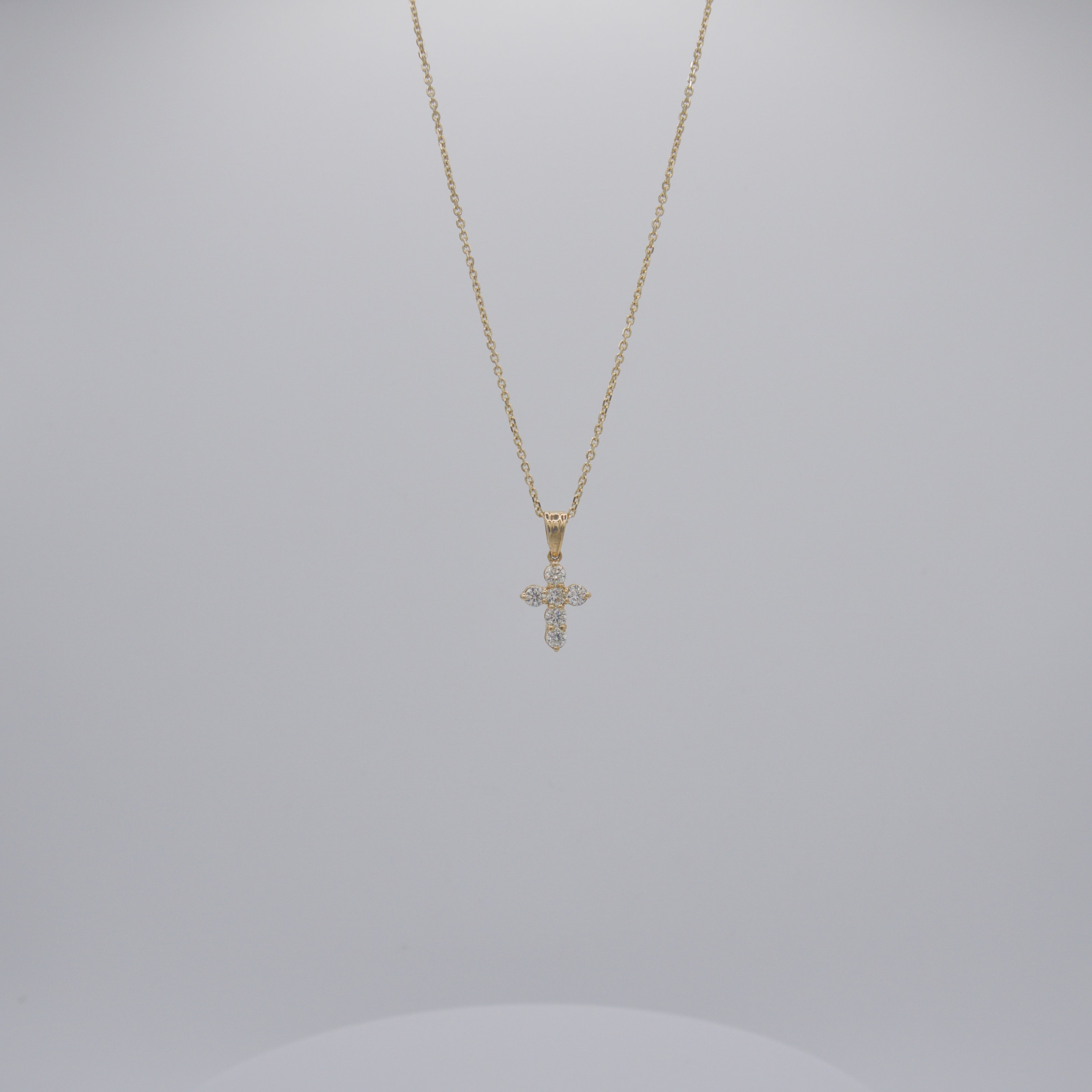 Beautiful 14k Solid Gold Real Natural Diamond Cross Pendant