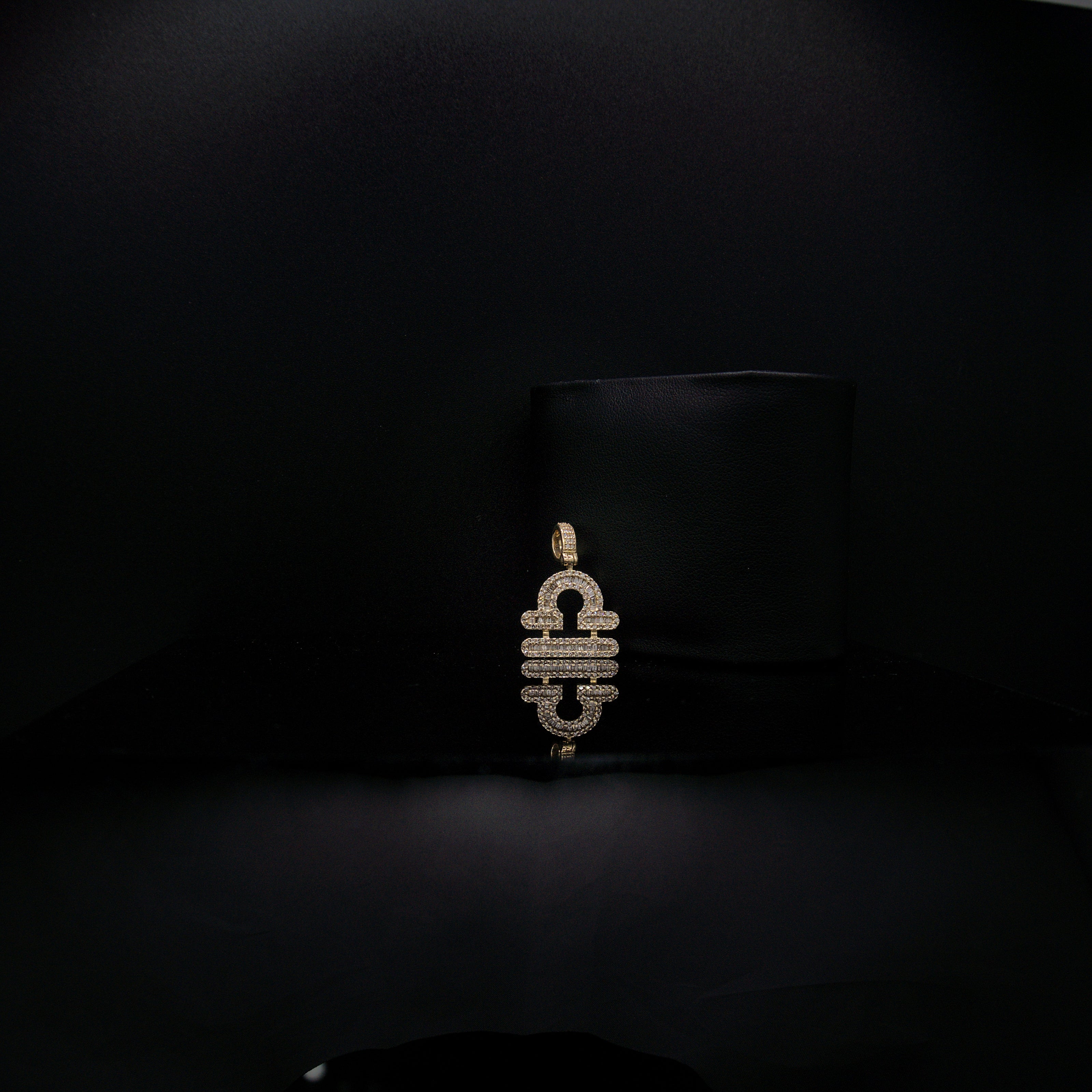 14K Yellow Gold & Natural Diamond Libra Zodiac Sign Symbol Horoscope Pendant Charm