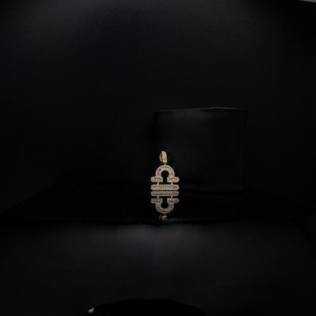 14K Yellow Gold & Natural Diamond Libra Zodiac Sign Symbol Horoscope Pendant Charm