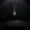 14K Yellow Gold & Natural Diamond Gemini Zodiac Sign Symbol Horoscope Pendant Charm