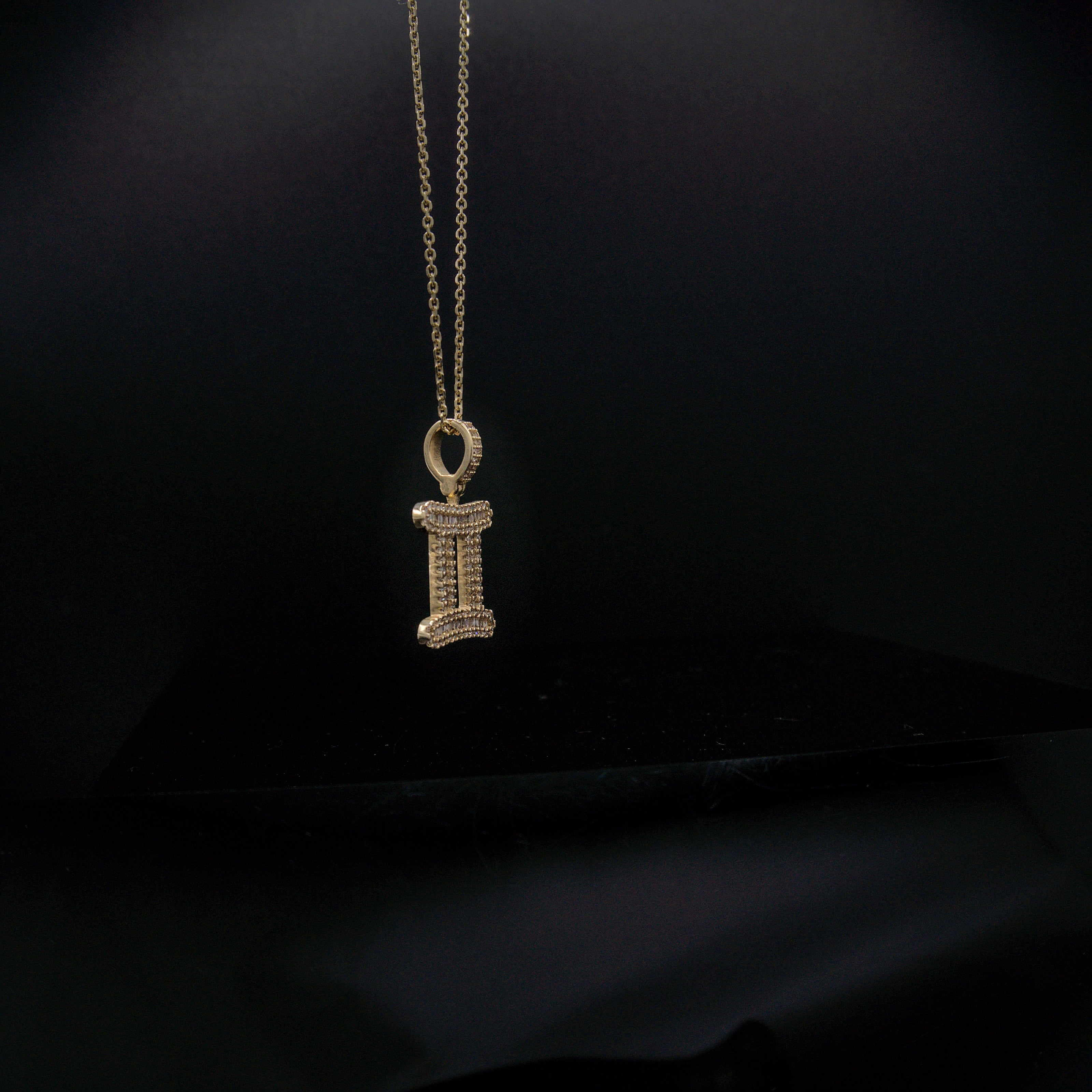 14K Yellow Gold & Natural Diamond Gemini Zodiac Sign Symbol Horoscope Pendant Charm