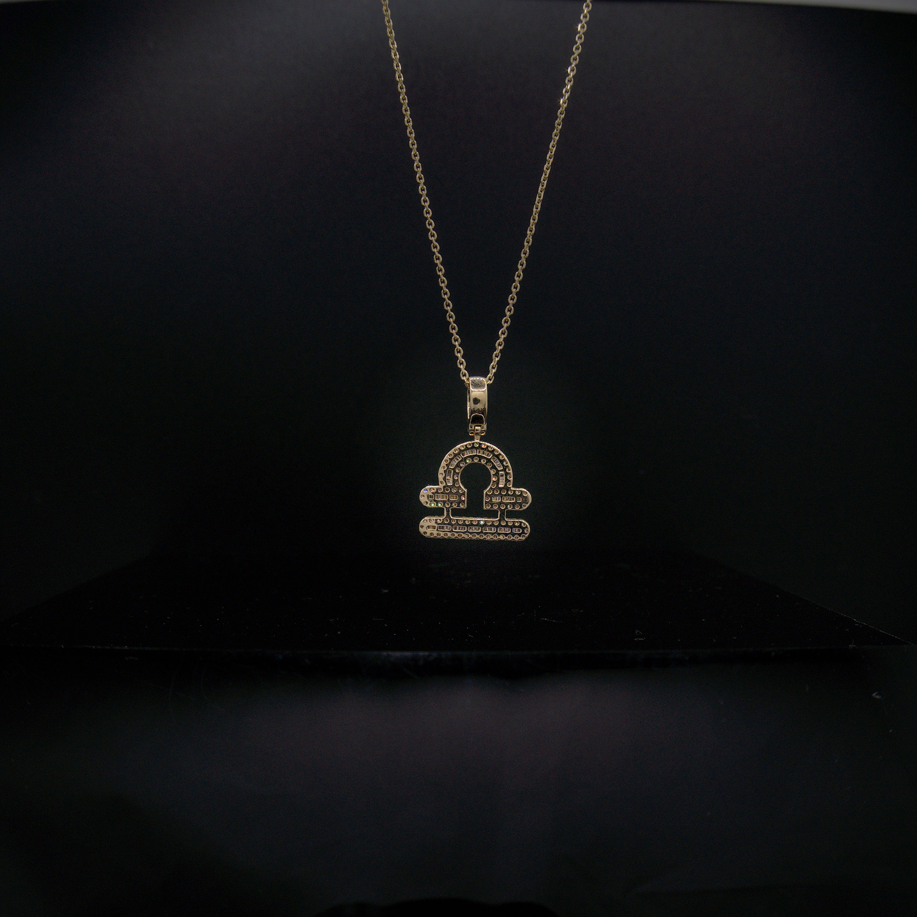 14K Yellow Gold & Natural Diamond Libra Zodiac Sign Symbol Horoscope Pendant Charm