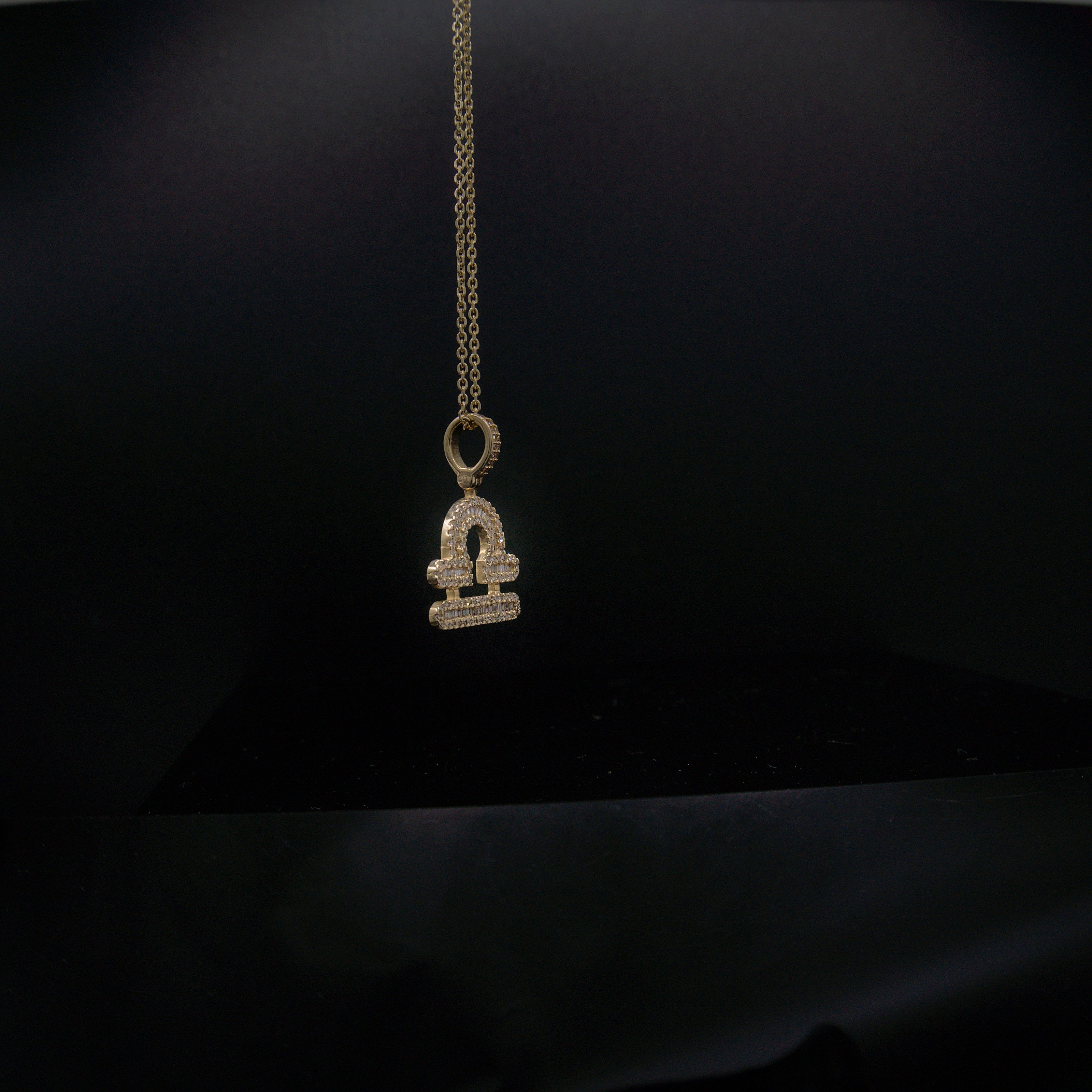 14K Yellow Gold & Natural Diamond Libra Zodiac Sign Symbol Horoscope Pendant Charm