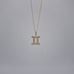14K Yellow Gold & Natural Diamond Gemini Zodiac Sign Symbol Horoscope Pendant Charm