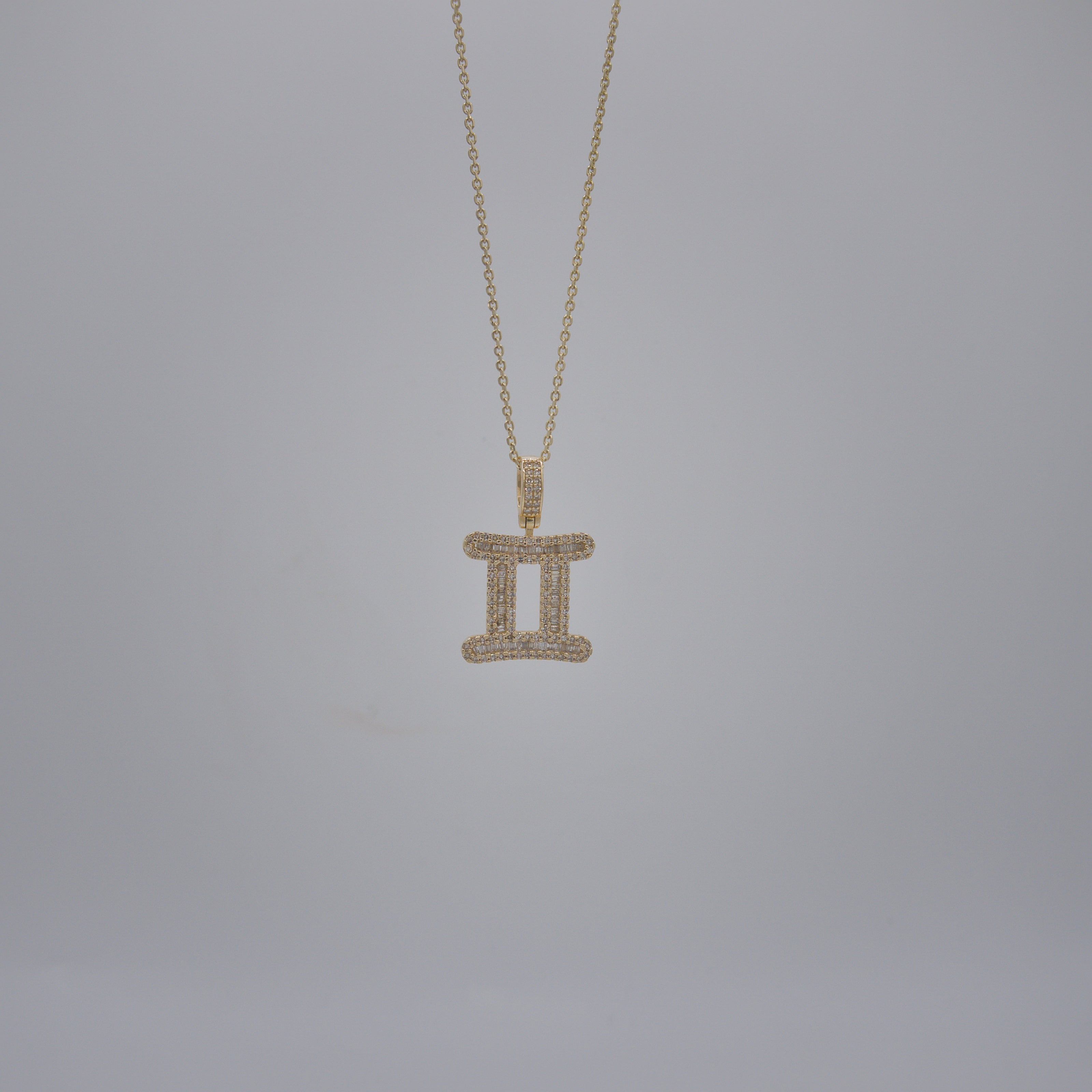 14K Yellow Gold & Natural Diamond Gemini Zodiac Sign Symbol Horoscope Pendant Charm