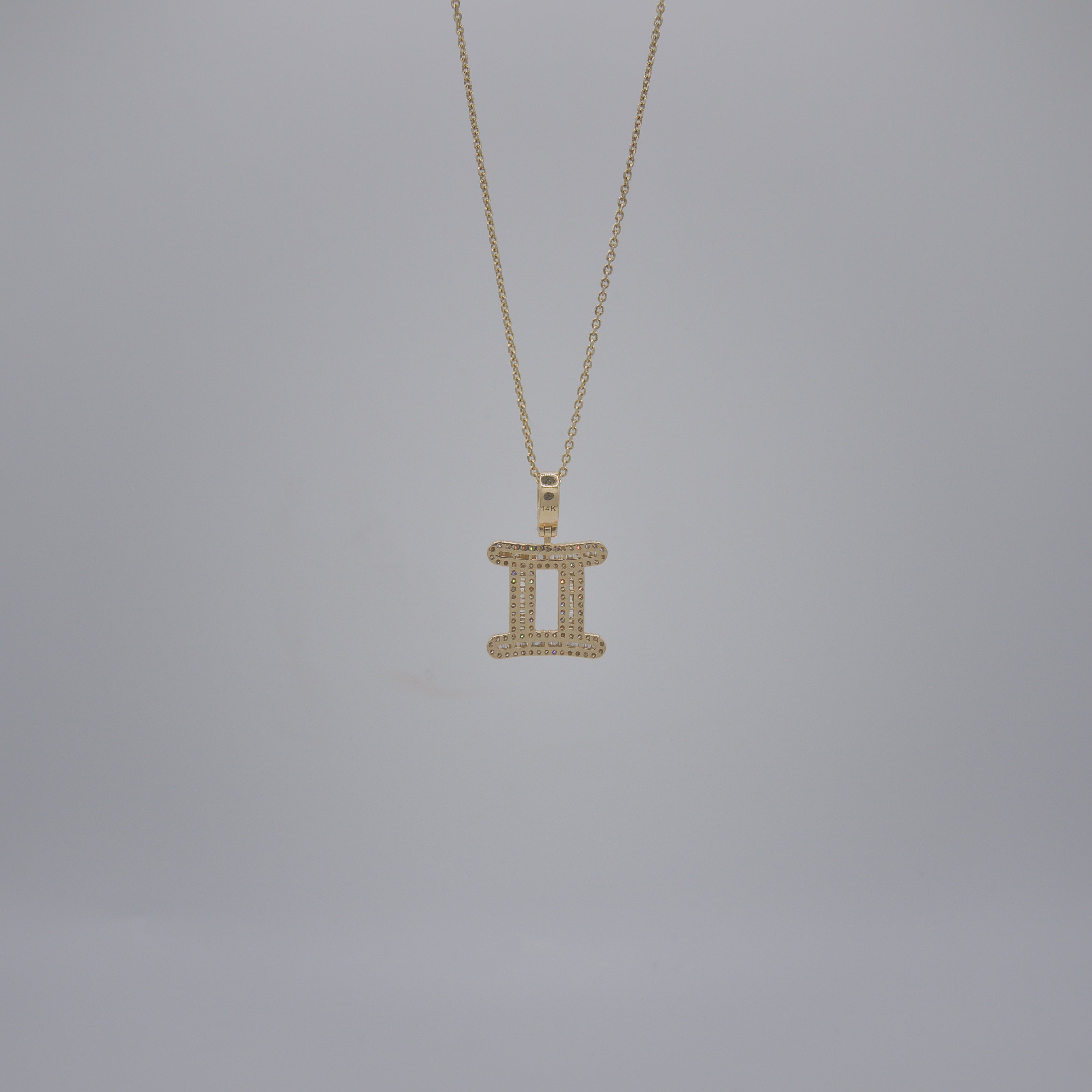 14K Yellow Gold & Natural Diamond Gemini Zodiac Sign Symbol Horoscope Pendant Charm