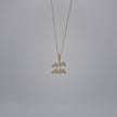14K Yellow Gold & Natural Diamond Aquarius Zodiac Sign Symbol Horoscope Pendant Charm