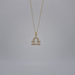 14K Yellow Gold & Natural Diamond Libra Zodiac Sign Symbol Horoscope Pendant Charm
