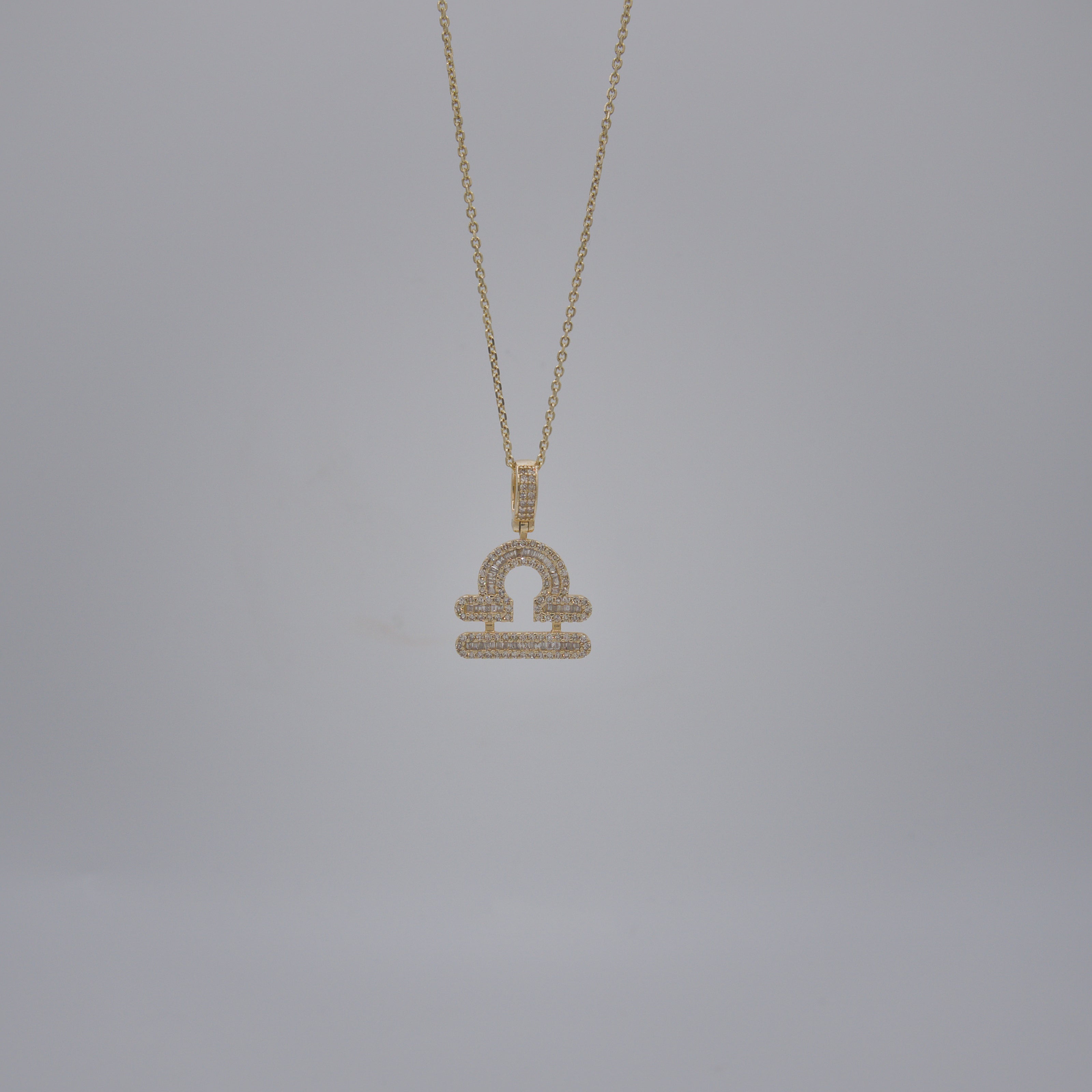 14K Yellow Gold & Natural Diamond Libra Zodiac Sign Symbol Horoscope Pendant Charm