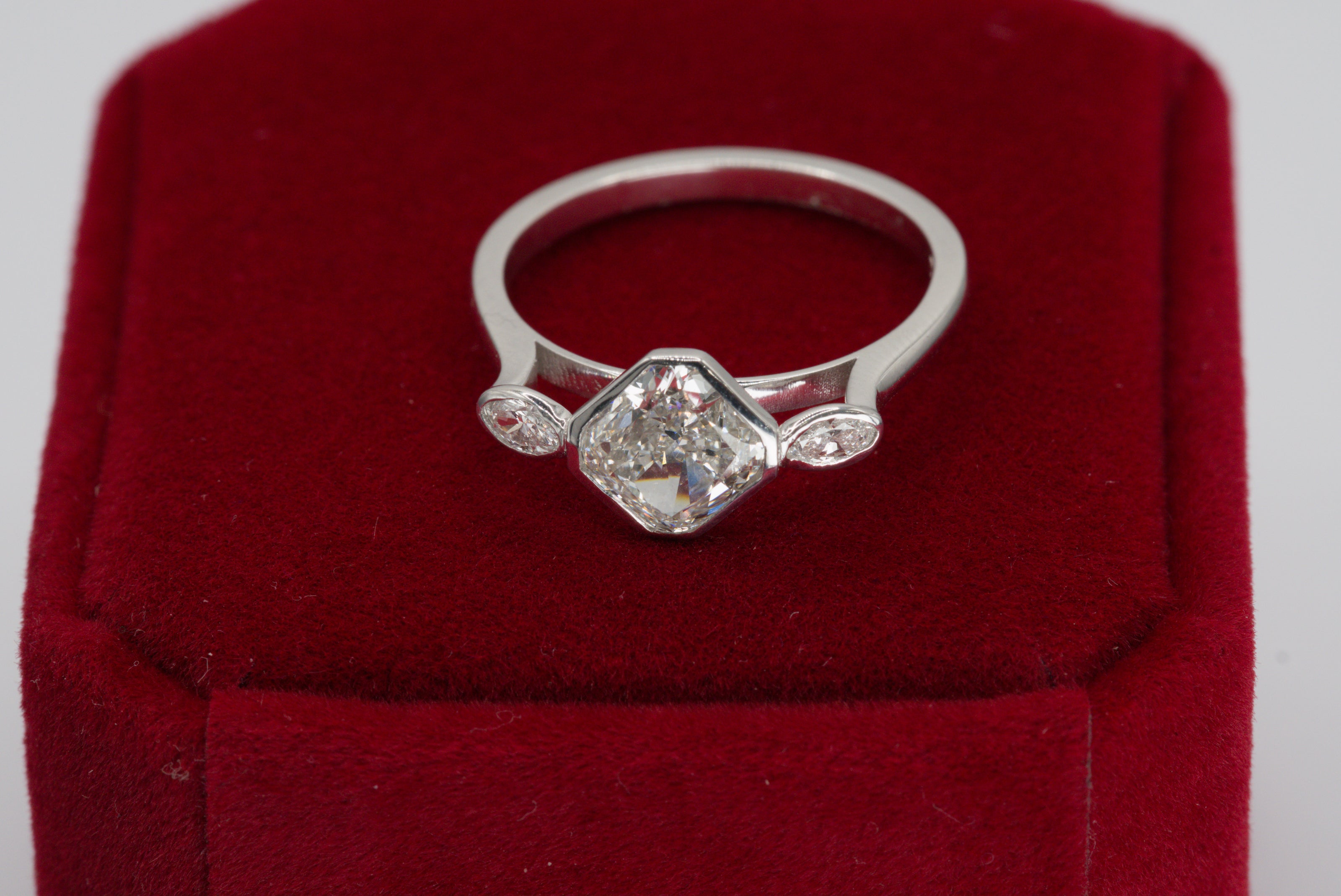 Luxe Cushion Cut Diamond Ring with Marquise Accents