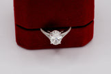 IGI Certified Oval Diamond Solitaire Split Shank Ring in White Gold