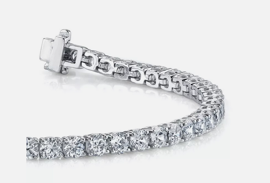 14k White Gold Lab Grown Diamond Round Cut D/VS1 Tennis Bracelet