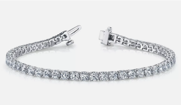 14k White Gold Lab Grown Diamond Round Cut D/VS1 Tennis Bracelet